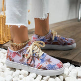 Multicolor Leaf Print Lace-Up Sneakers